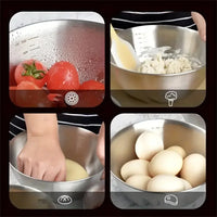 Conjunto de 1 a 3 Tigelas de Aço Inoxidável com Escala para Cozinhar