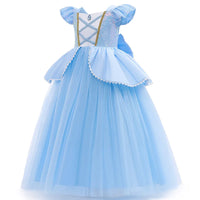2-10Y Cinderelle Dress Princess Cosplay Costume for Girls Fancy Dress Up 2025 Kids Christma Birthday Party Outfit with Gloves