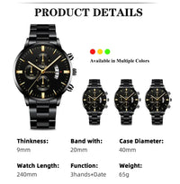 Fashion Men Stainless Steel Watch Luxury Calendar Quartz Wrist Watch Mens Business Watches for Man Clock Montre Homme
