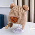 Baby wool hat cute bear ear protection hat children winter thickened warm knitted Korean version of the baby hat