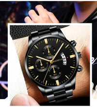 Fashion Men Stainless Steel Watch Luxury Calendar Quartz Wrist Watch Mens Business Watches for Man Clock Montre Homme