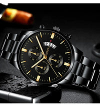 Fashion Men Stainless Steel Watch Luxury Calendar Quartz Wrist Watch Mens Business Watches for Man Clock Montre Homme