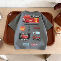 Summer Clothing Printed Cartoon Car Boys Tshirts Tops Short-sleeved Children's Wear Round Collar T-shirt Kids Costume T Shirts