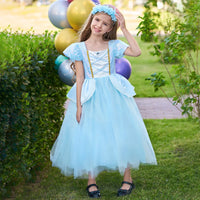 2-10Y Cinderelle Dress Princess Cosplay Costume for Girls Fancy Dress Up 2025 Kids Christma Birthday Party Outfit with Gloves